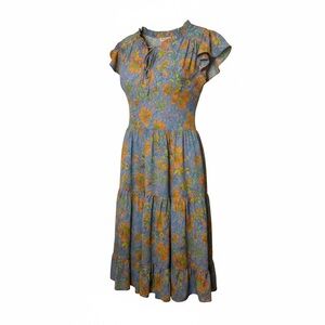Current Air Flower Fields Tiered Midi Dress Floral Flowy Boho Size Medium